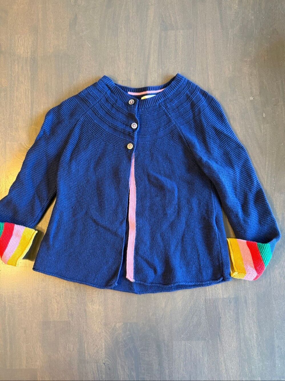 Mini Boden size 6-7 pink 3 Button Sweater Cardigan